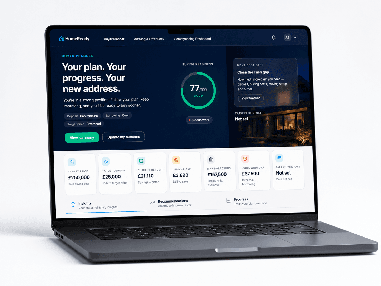 HomeReady Buyer Planner dashboard shown on a laptop